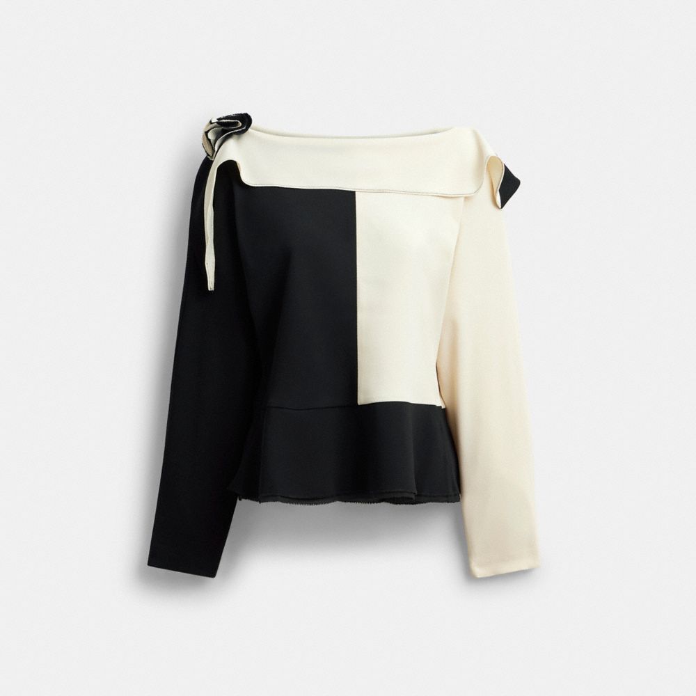 Coach Long Sleeve Cut Off Top In Multi