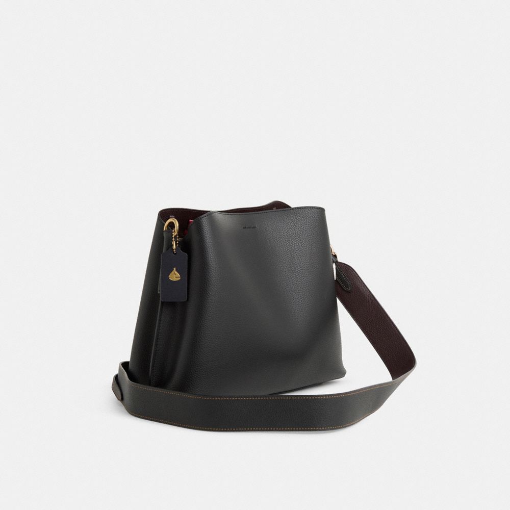 COACH®,Upcrafted Willow Shoulder Bag,Black,Angle View