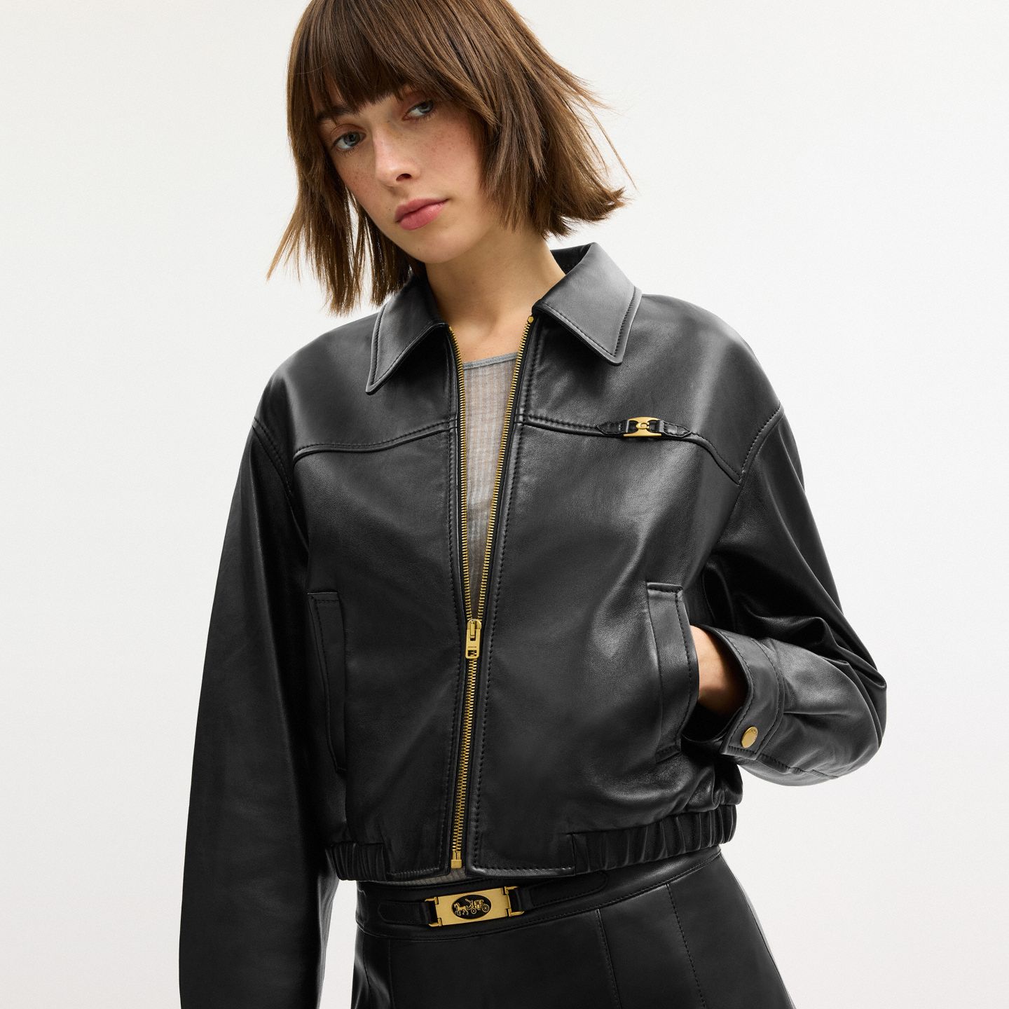 Женская куртка Coach Heritage C Cropped Blouson, цвет: Чёрный — фото 5