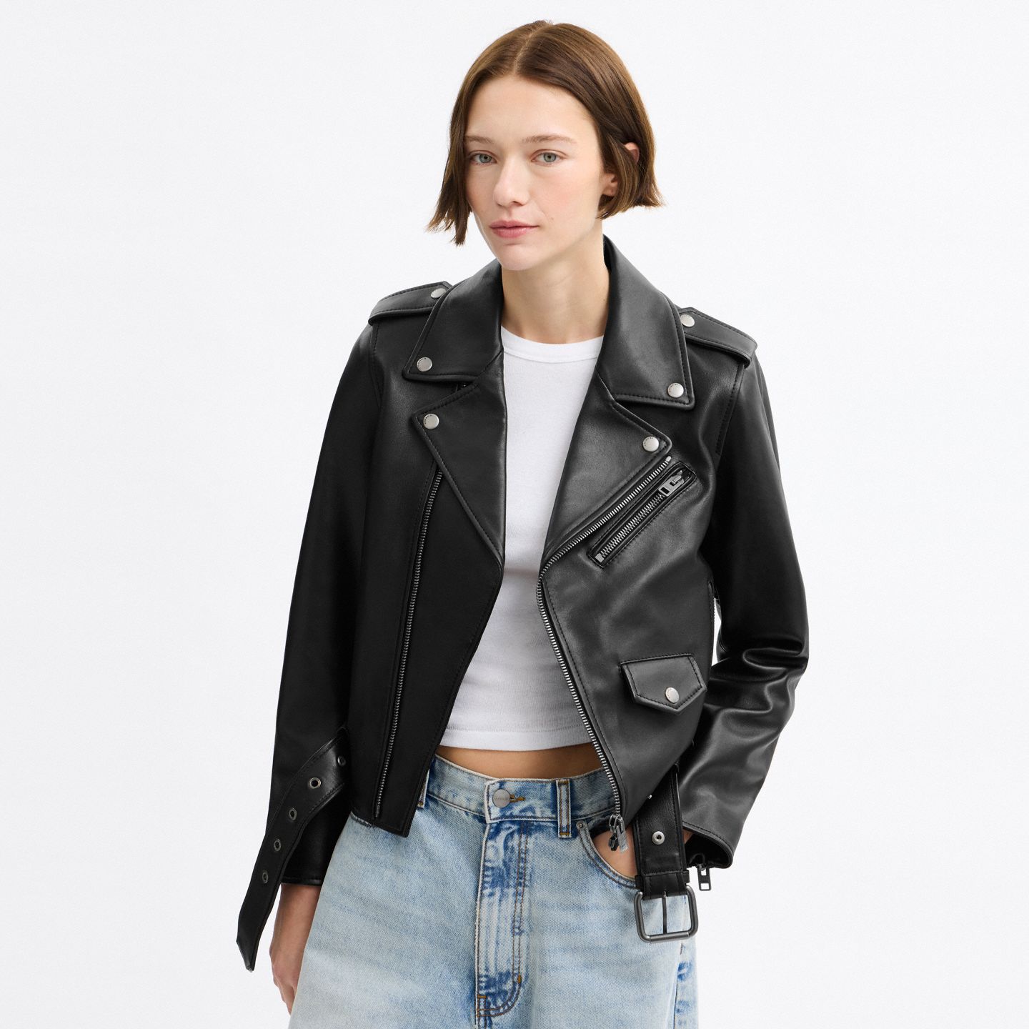 Женская куртка Coach Belted Moto, цвет: Чёрный — фото 3