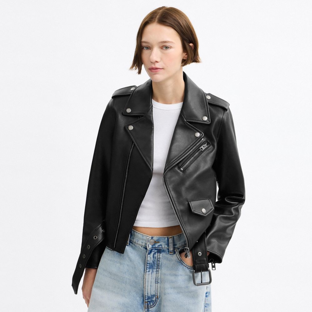 Женские куртки Coach Belted Moto Jacket — фото 3