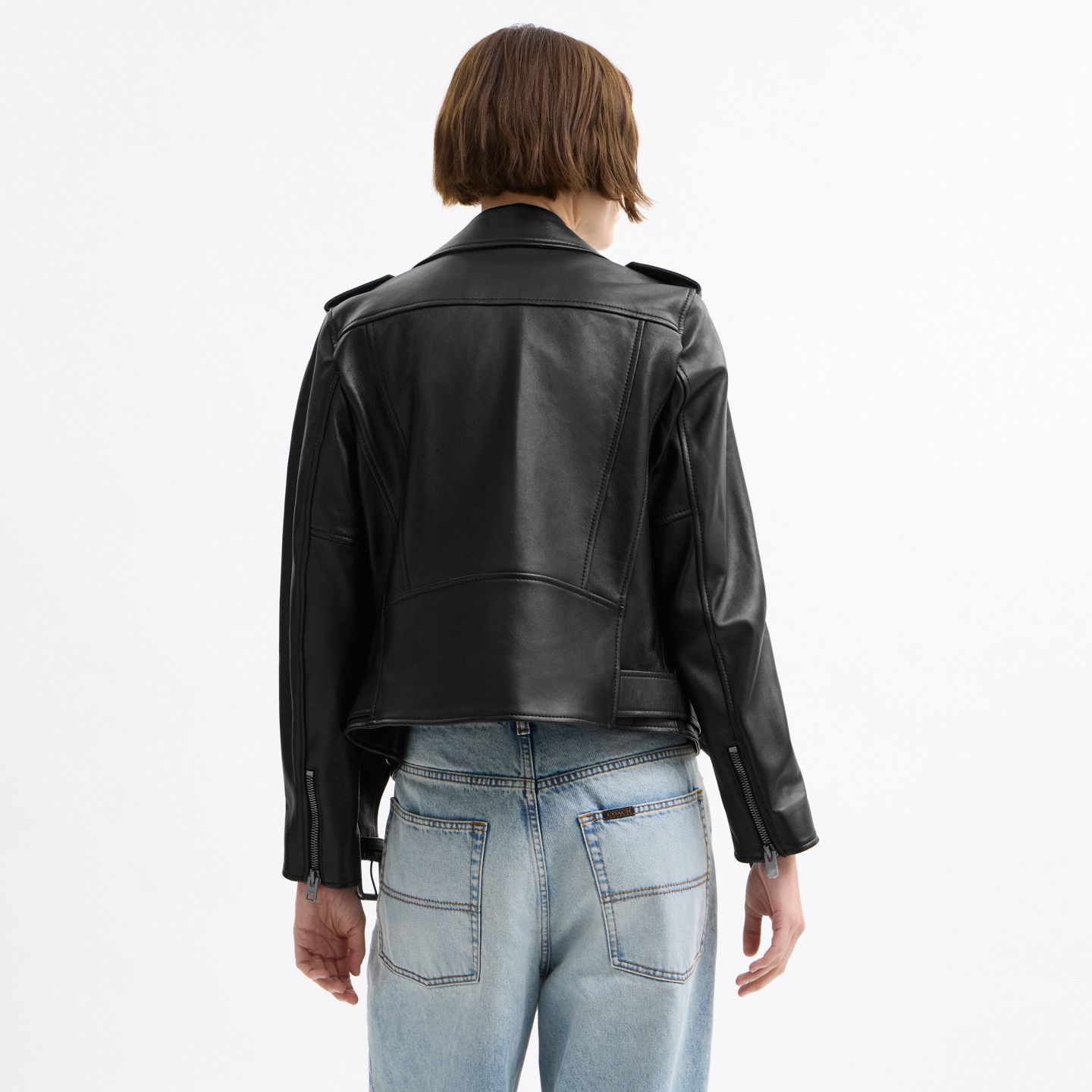 Женская куртка Coach Belted Moto, цвет: Чёрный — фото 4