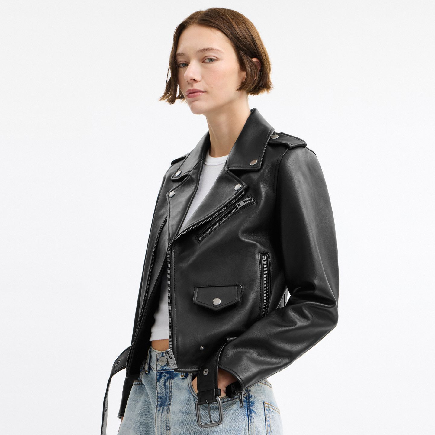 Женская куртка Coach Belted Moto, цвет: Чёрный — фото 5