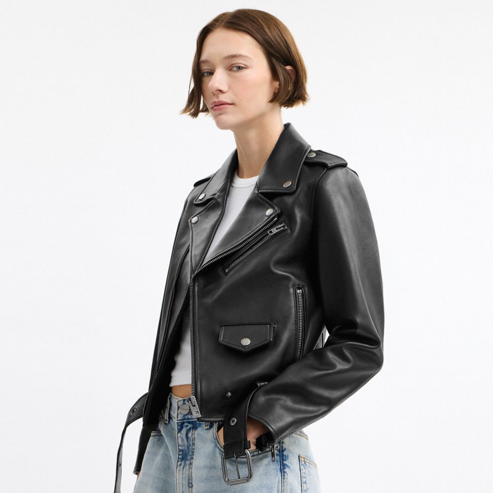 Женские куртки Coach Belted Moto Jacket — фото 5