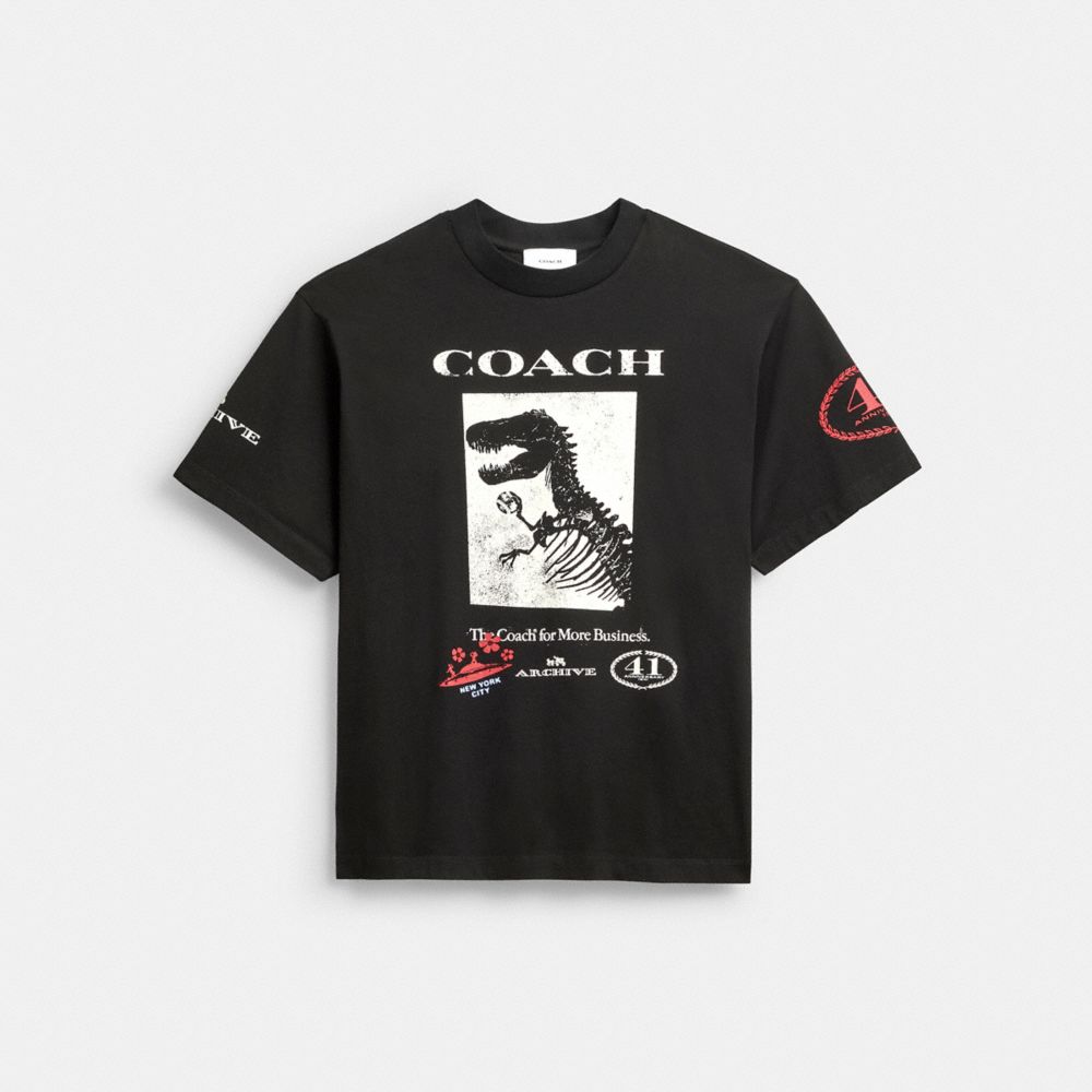 COACH®,ダイナソー コラージュ Tシャツ・オーガニック コットン,トップス＆Tシャツ,ﾌﾞﾗｯｸ