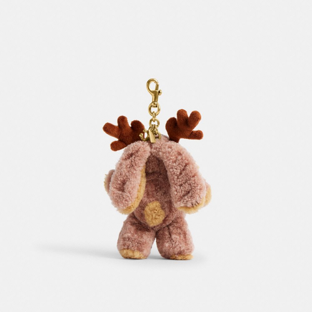 Coach Floppy With Antlers Bag Charm In Shearling