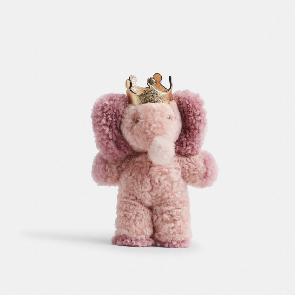 COACH®,Ellie With Crown Shoe Charm In Shearling,Shoe Accessory,3D Embellishment,Pink,Front View
