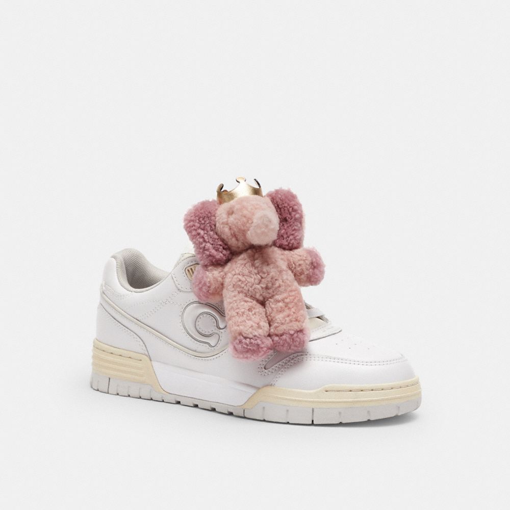 COACH®,Ellie With Crown Shoe Charm In Shearling,Shoe Accessory,3D Embellishment,Pink,Angle View