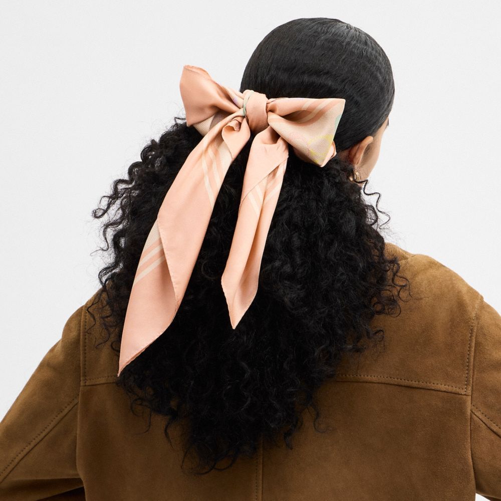 COACH®,Signature Rainbow Print Silk Square Scarf,Multi Color,Detail View