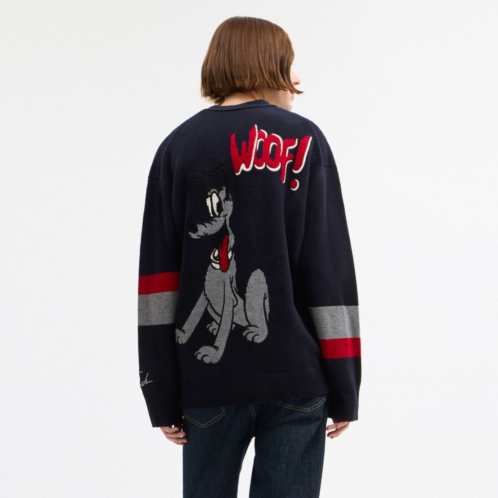 COACH®,Disney X Coach Pluto Cardigan,Navy,Scale View
