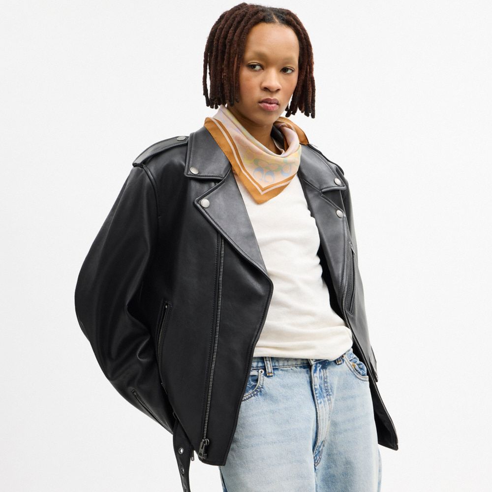 COACH®,Signature Rainbow Print Silk Triangle Scarf,Multi Color,Detail View