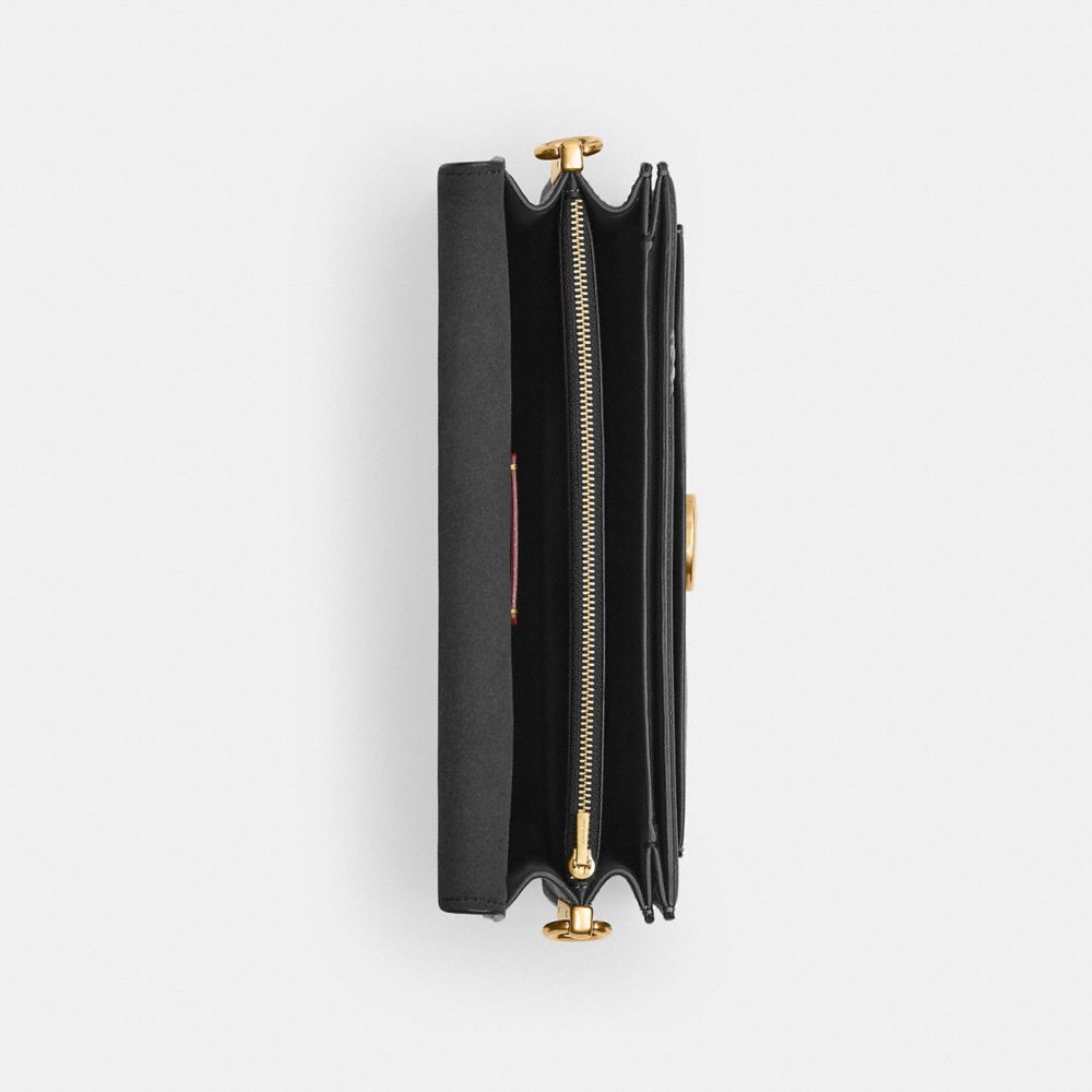 COACH®,Disney X Coach Tabby Shoulder Bag 26 With Pluto,Leather,Shoulder Bag,Metal,Logo,Compact,Breathable,Brass,Casual,Black,Inside View,Top View