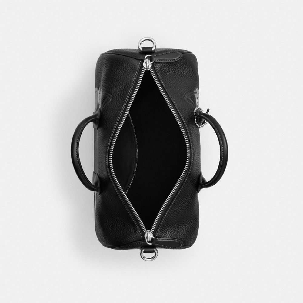 COACH®,Disney X Coach Compass Bag 35 With Pluto,Leather,Silver Metal,Black,Inside View,Top View