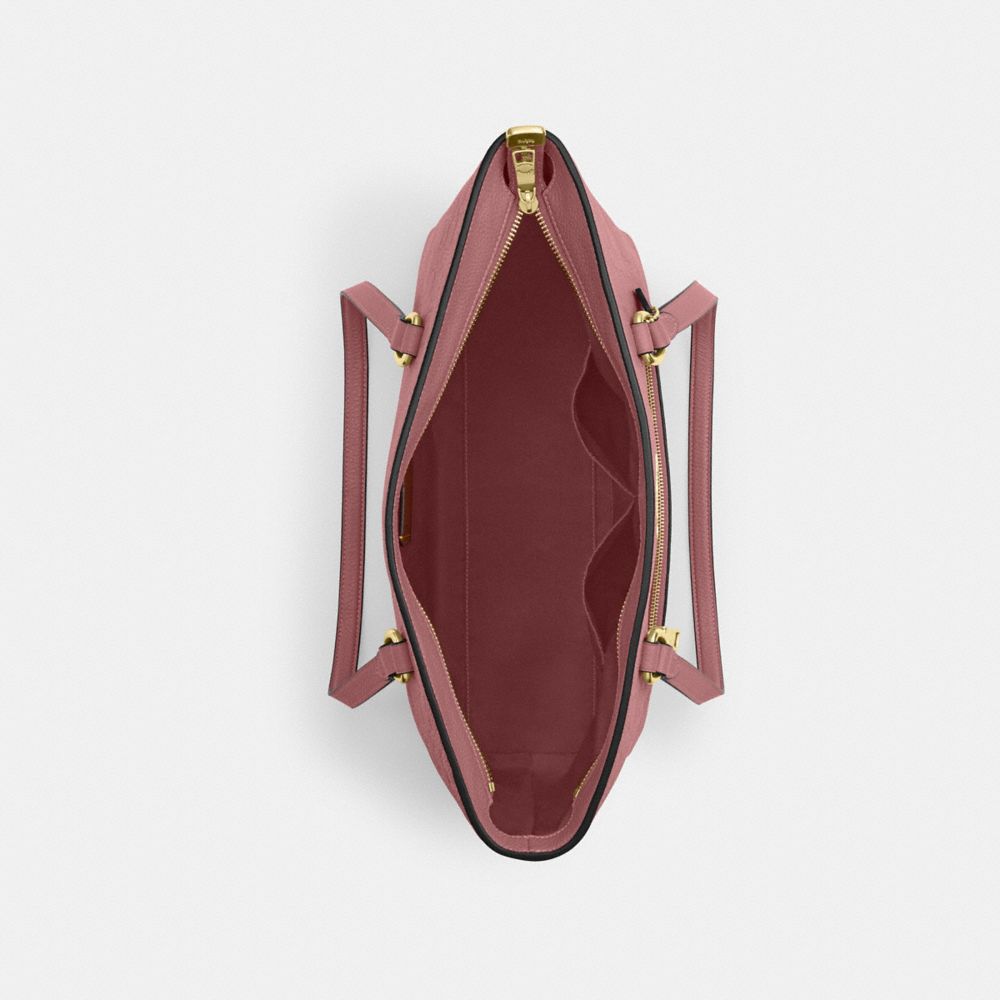 COACH®,Station Tote Bag In Signature Leather,Leather,Tote,Metal,Logo,Day Party,Blush,Inside View,Top View