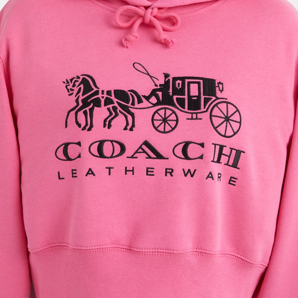 Coach Restored Horse And Carriage Cropped Hoodie In Pink