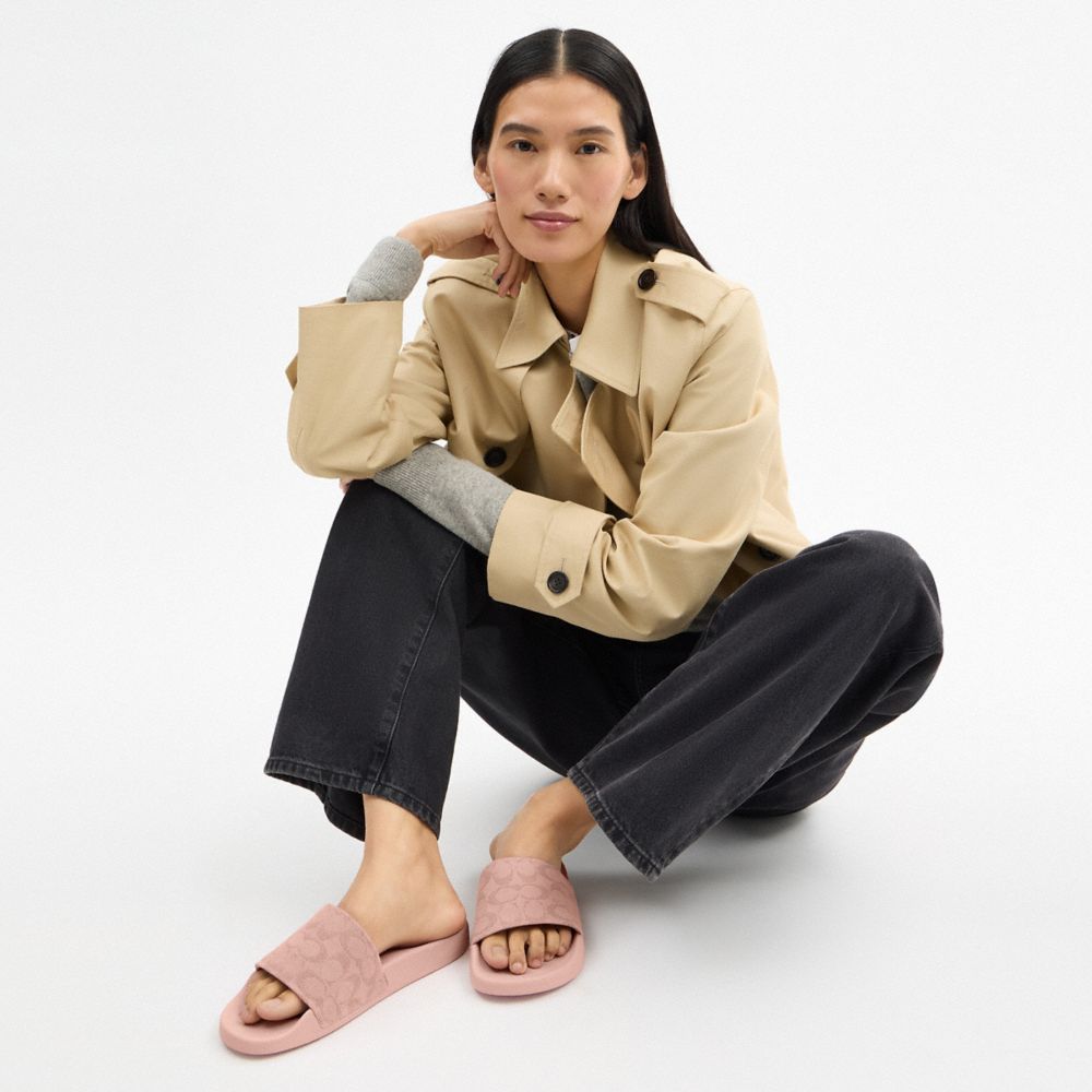 COACH®,Udele Sport Slide In Signature Jacquard Canvas,Blush,Detail View