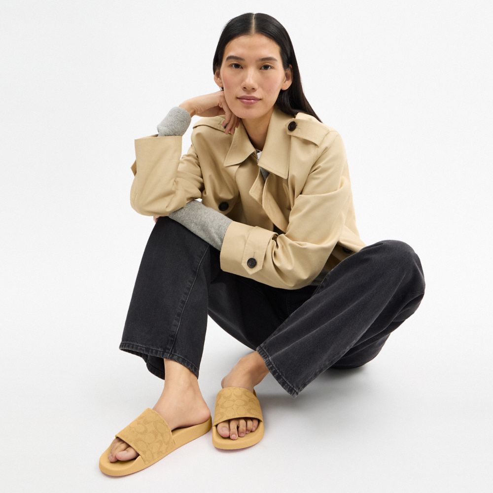 COACH®,Udele Sport Slide In Signature Jacquard Canvas,Rubber,EVA,Canvas,Slides,Fabric,Logo,Pull Tab,Casual,,Detail View