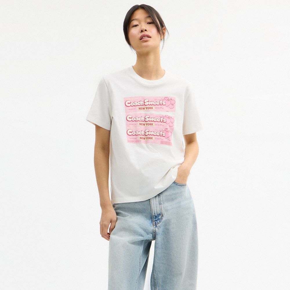 COACH®,Sweets Classic T-Shirt,White,Scale View
