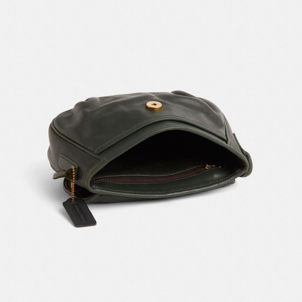 COACH®,Vintage Café Bag,Leather,Saddle Bag,Logo,Tag Embellishment,Casual,Black,Inside View,Top View