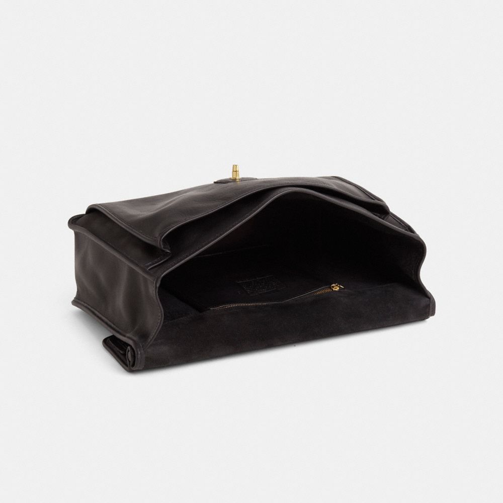 COACH®,Vintage Beekman Brief,Leather,Briefcase,Embossed,Logo,Work,Black,Inside View,Top View