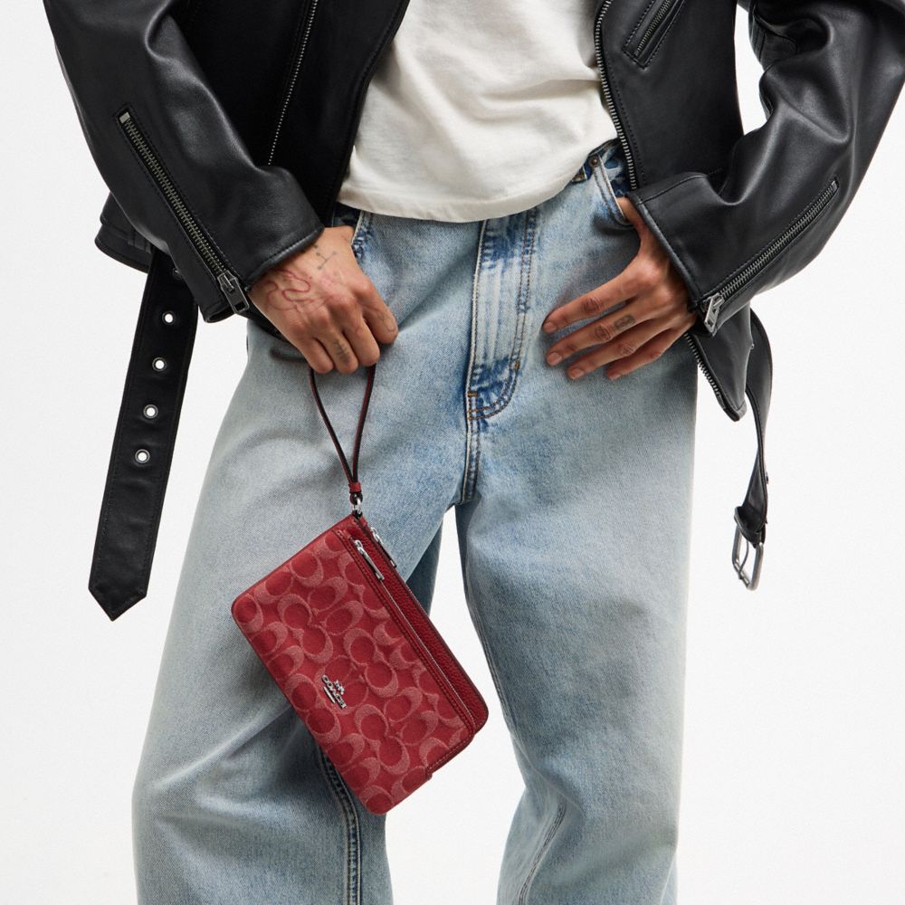 COACH®,Denim,Argenté/Rouge,Detail View