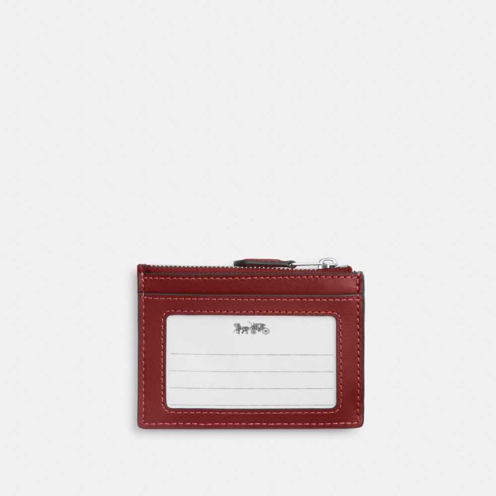 COACH®,Mini Skinny Id Case In Signature Denim,Maroon,Back View