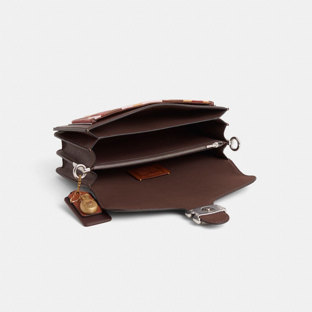COACH®,Upcrafted Tabby Shoulder Bag 26,Leather,Shoulder Bag,Metal,Patchwork,Logo,Silver Metal,Day Party,Brown,Inside View,Top View