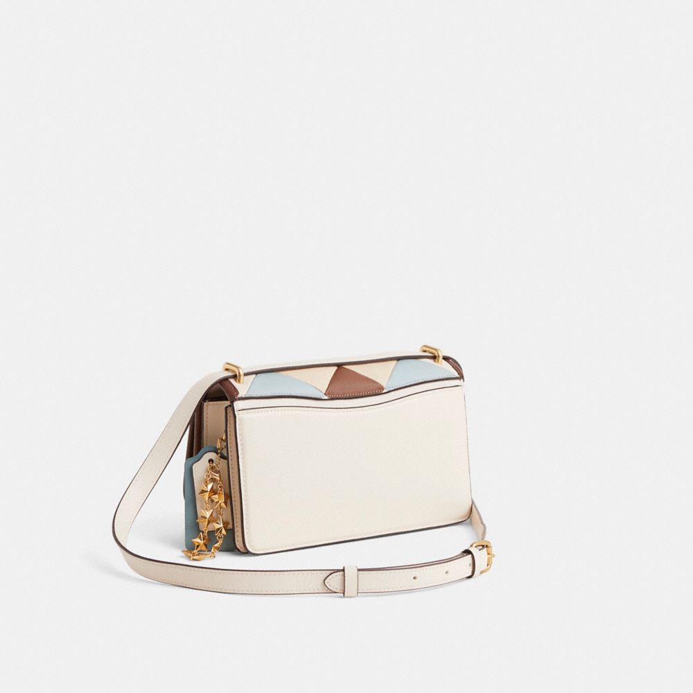 COACH®,Upcrafted Bandit Shoulder Bag,Calfskin Leather,Leather,Crossbody,Patchwork,Piping,Metal,Logo,Adjustable,Gold Metal,...,Multi Color,Angle View