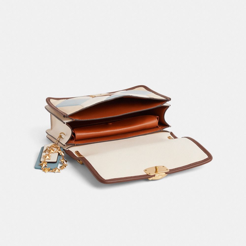 COACH®,Upcrafted Bandit Shoulder Bag,Calfskin Leather,Leather,Crossbody,Patchwork,Piping,Metal,Logo,Adjustable,Gold Metal,...,Multi Color,Inside View,Top View