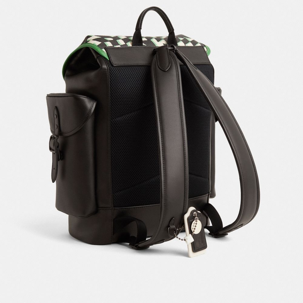 COACH®,Upcrafted Hitch Backpack In Glovetanned Leather,Black,Angle View