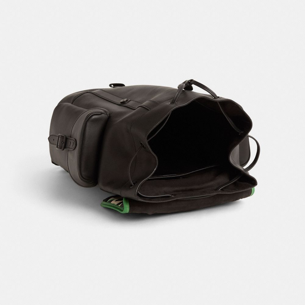 COACH®,Upcrafted Hitch Backpack In Glovetanned Leather,Black,Inside View,Top View