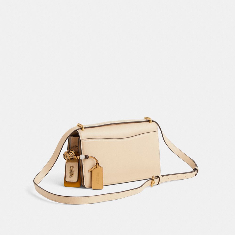 COACH®,Upcrafted Bandit Shoulder Bag,Leather,Calfskin Leather,Shoulder Bag,Metal,Adjustable,Gold Metal,Day Party,Beige,Angle View