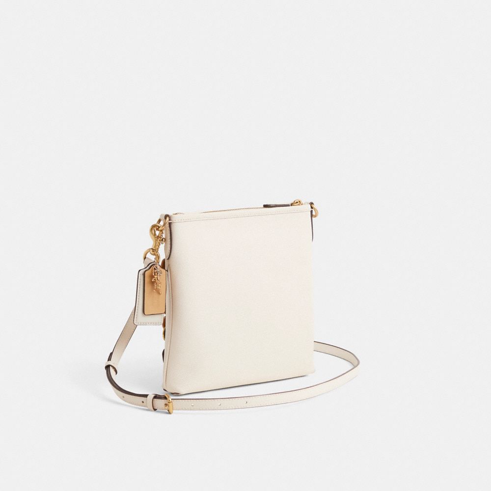 COACH®,Upcrafted Kitt Messenger Crossbody,Leather,Crossbody,Applique,Gold Metal,Casual,Cream,Angle View