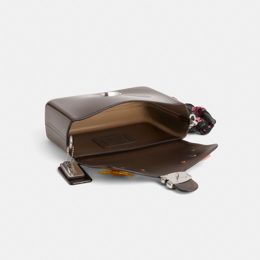 COACH®,Upcrafted Jelly Tabby,Polyurethane,Crossbody,Pattern,Mixed Media,Logo,Metal,Applique,Casual,Brown,Inside View,Top View