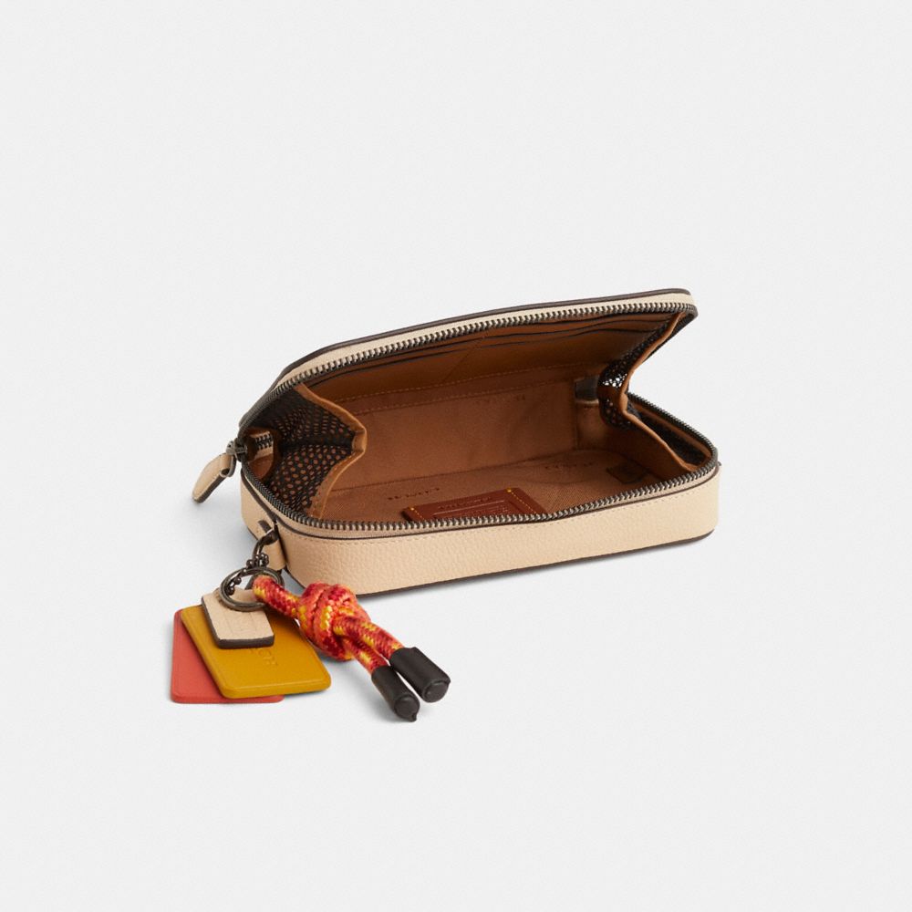 COACH®,Upcrafted Charter Slim Crossbody,Leather,Belt Bag,Plastic,Color Metal,Casual,Beige,Inside View,Top View