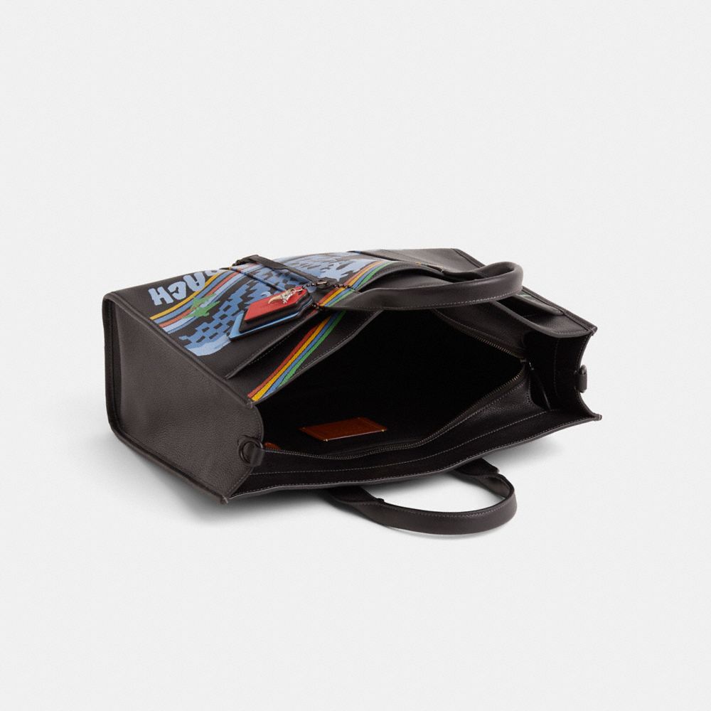 COACH®,Upcrafted Wesley Tote,Black,Inside View,Top View