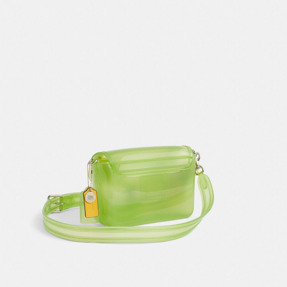 COACH®,Upcrafted Jelly Tabby,Faux Leather,Crossbody,Metal,Mixed Media,Pattern,Logo,Applique,Silver Metal,Casual,Green,Angle View