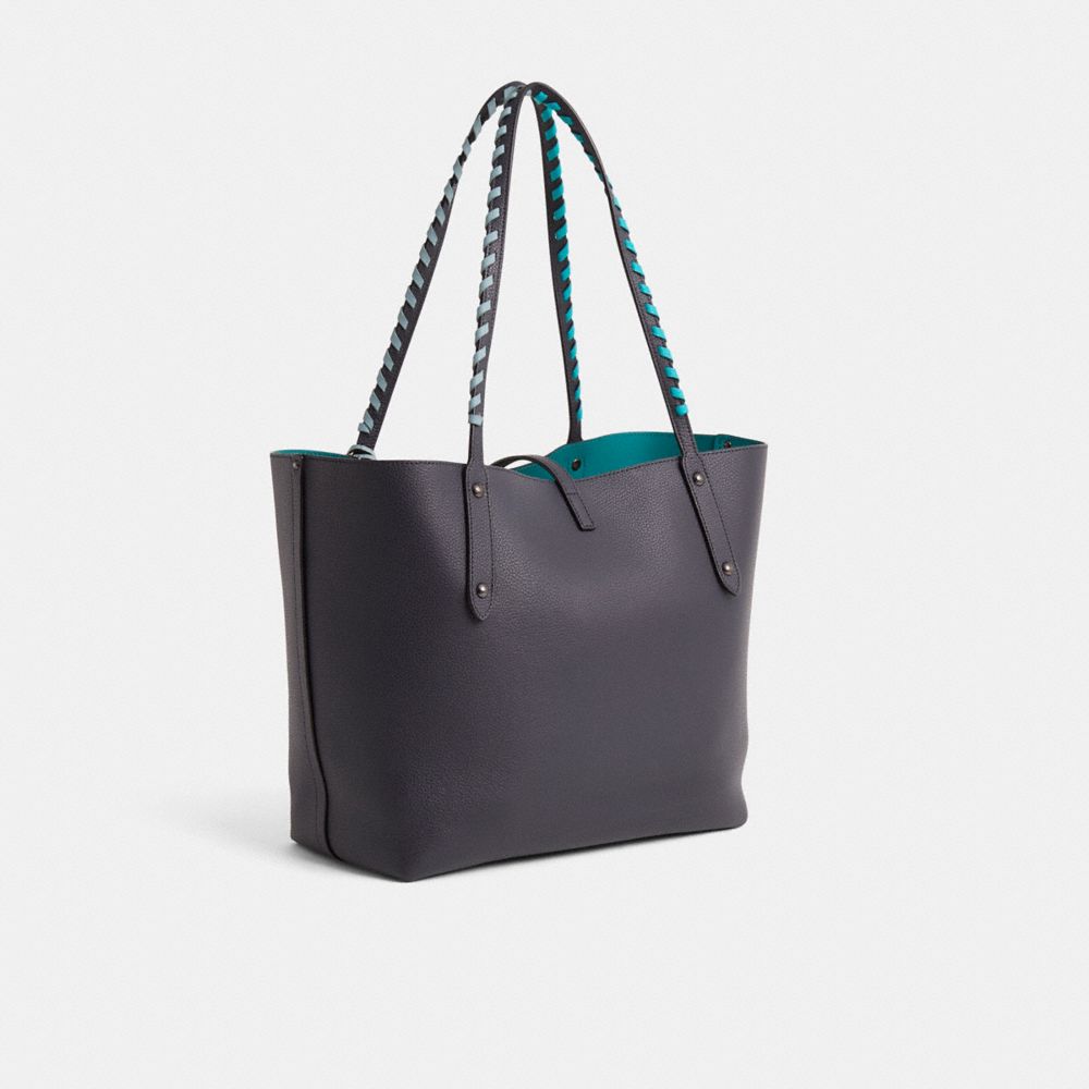 COACH®,Upcrafted Market Tote,Leather,Tote,Metal,Whipstitch,Logo,Casual,Black,Angle View