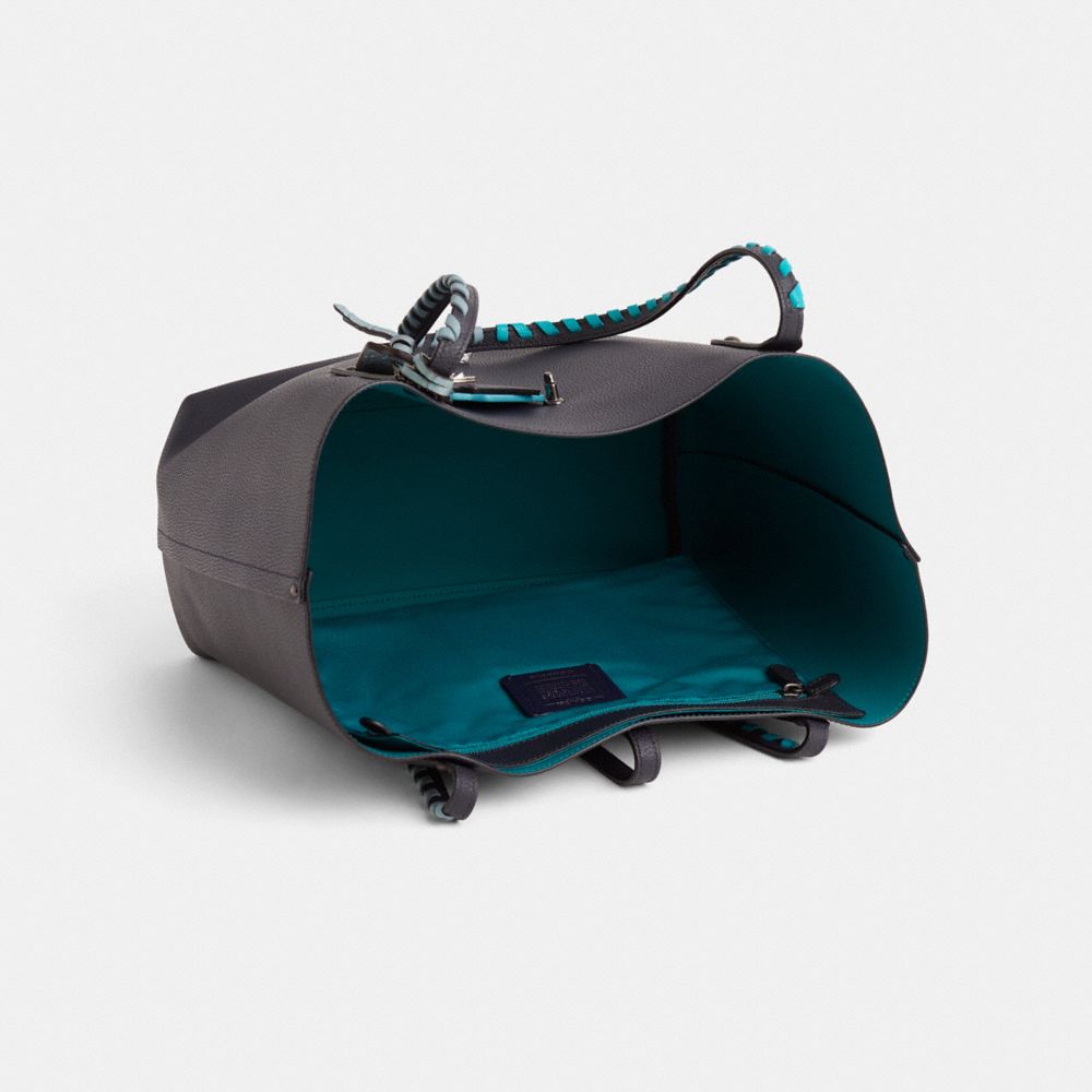 COACH®,Upcrafted Market Tote,Leather,Tote,Metal,Whipstitch,Logo,Casual,Black,Inside View,Top View