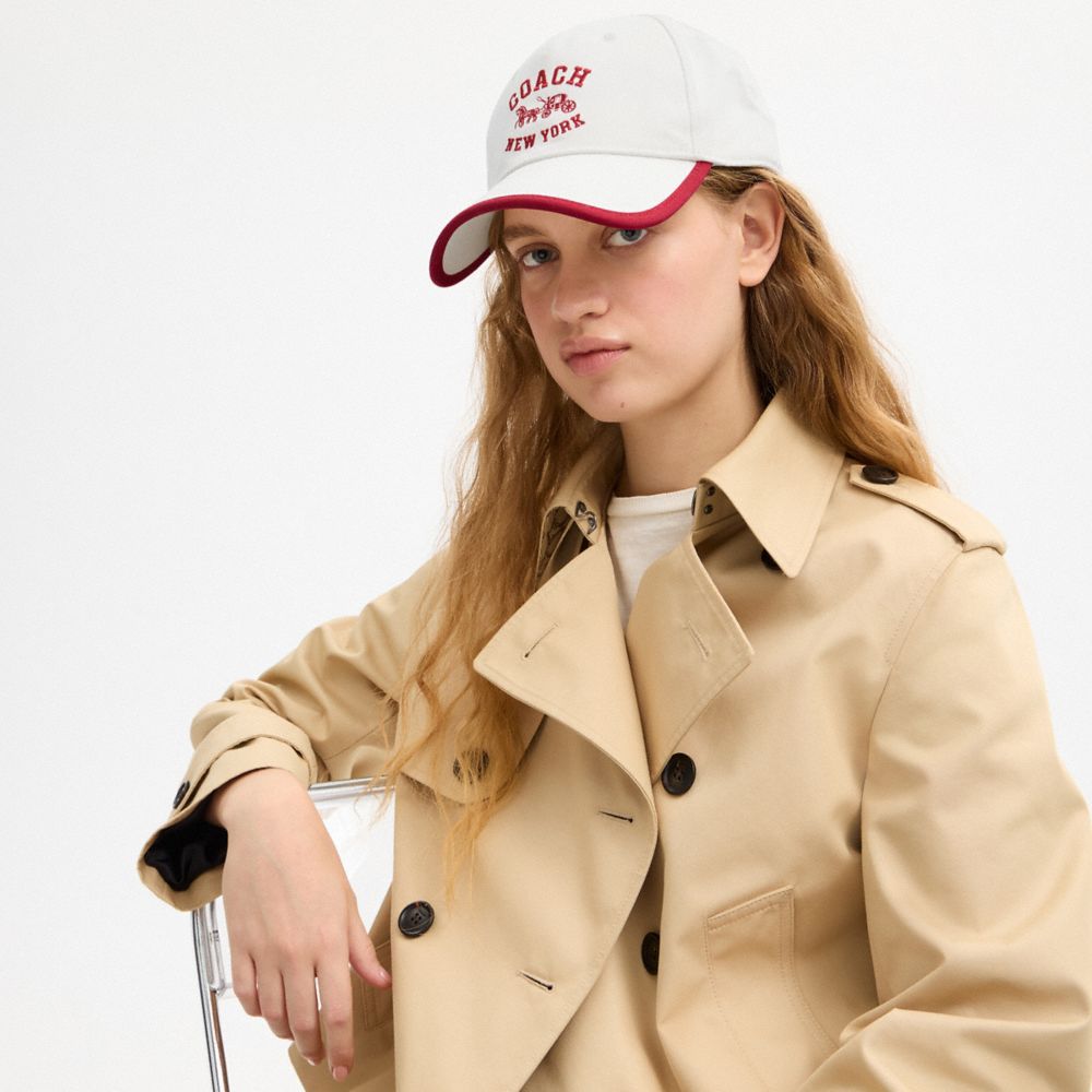 COACH®,Horse And Carriage Baseball Hat,White,Detail View