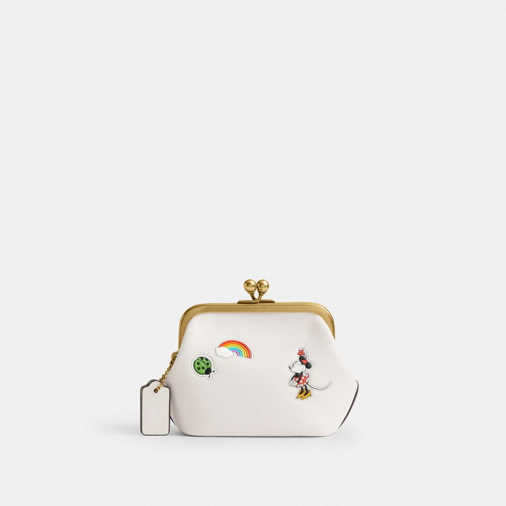 COACH®,【DISNEY X COACH】キスロック フレーム バッグ 10 / ステッカー プリント,ボディバッグ&斜めがけバッグ,ﾌﾞﾗｽ/ﾁｮｰｸ ﾏﾙﾁ