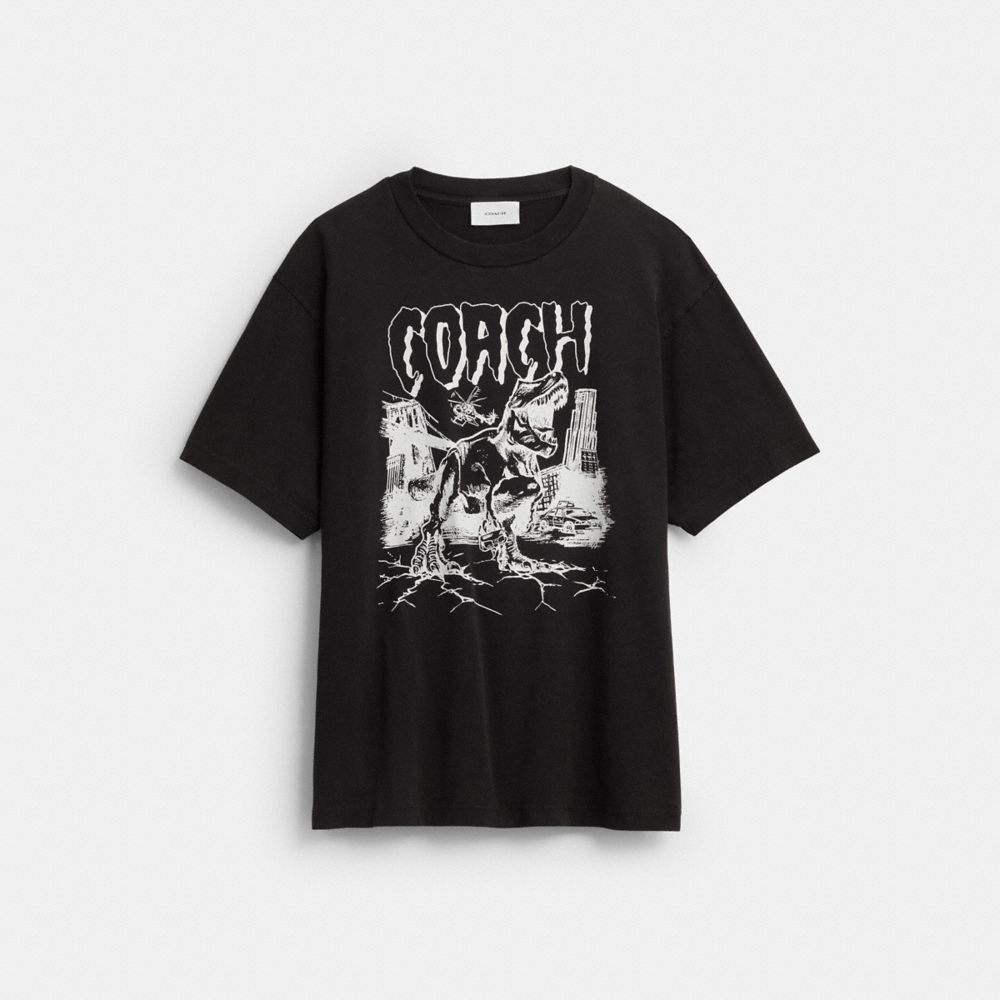 COACH®,Dinosaur City Relaxed T-Shirt In Organic Cotton,,Front View