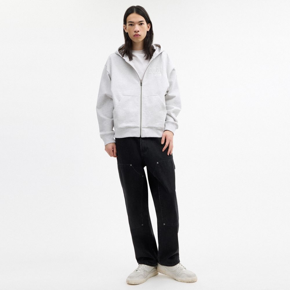 COACH®,Boxy Full Zip Hoodie,Cotton,Sweatshirt Jacket,Logo,Casual,,Scale View
