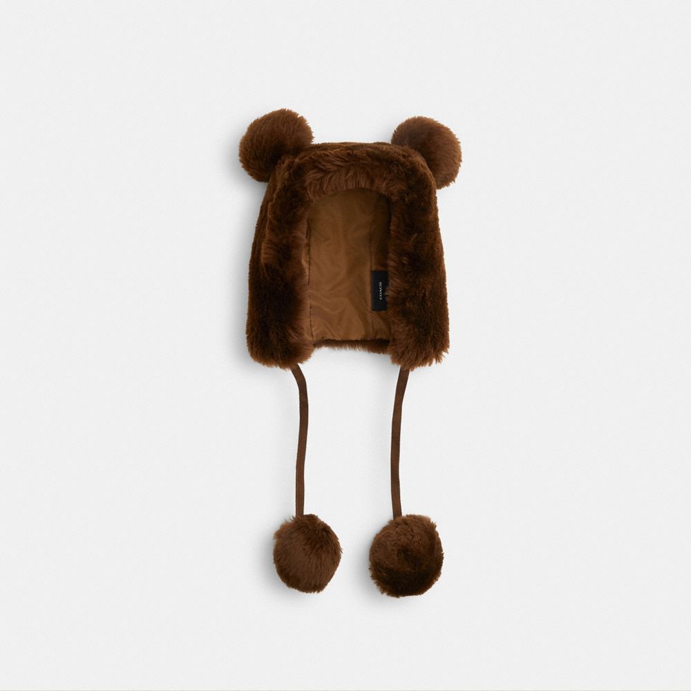 Coach Teddy Shearling Trapper Hat In Brown