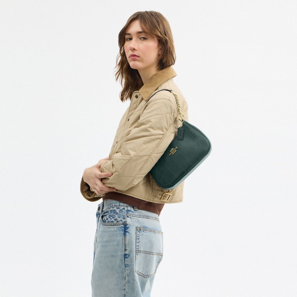 COACH®,Teri Shoulder Bag With Quilting,Emerald,Detail View