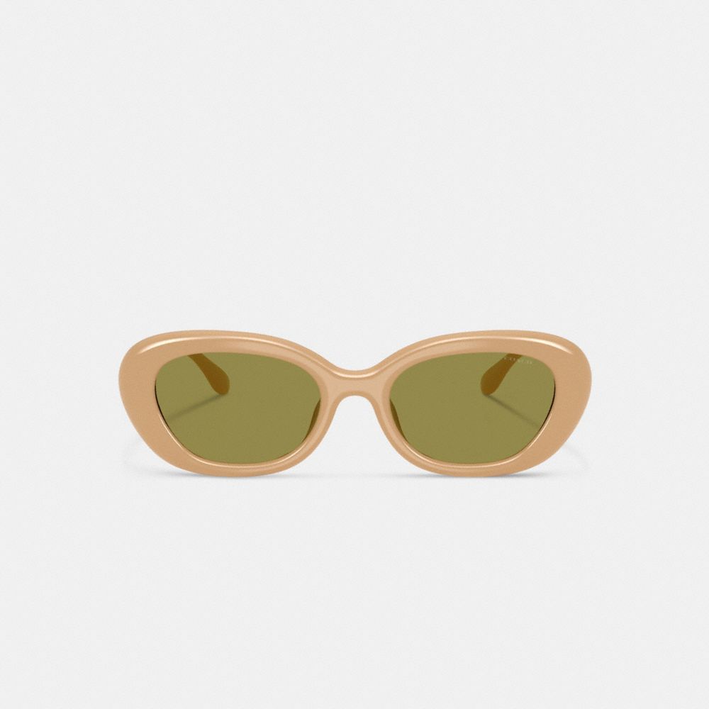 COACH®,C Hardware Round Sunglasses,Cat Eye,Logo,Integrated Nose Pads,Casual,Olive,Inside View,Top View