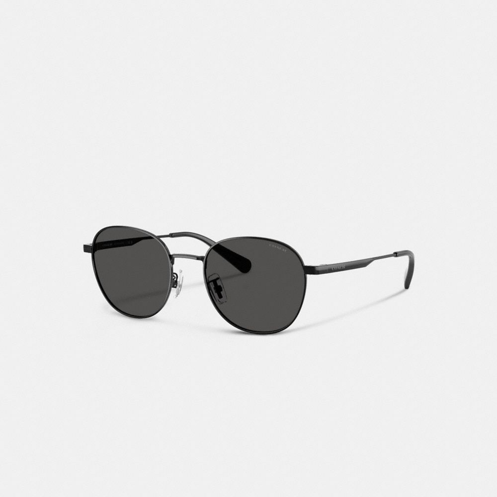 COACH®,Metal Hangtag Round Sunglasses,,Front View
