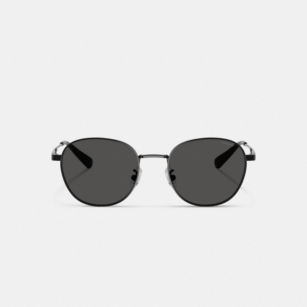 Мужские солнцезащитные очки Coach Metal Hangtag Round Sunglasses — фото 2