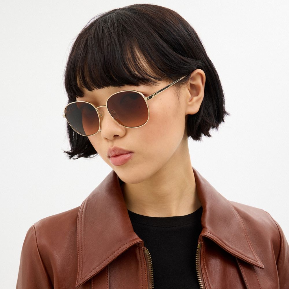 Coach C Hardware Metal Round Sunglasses — фото 4