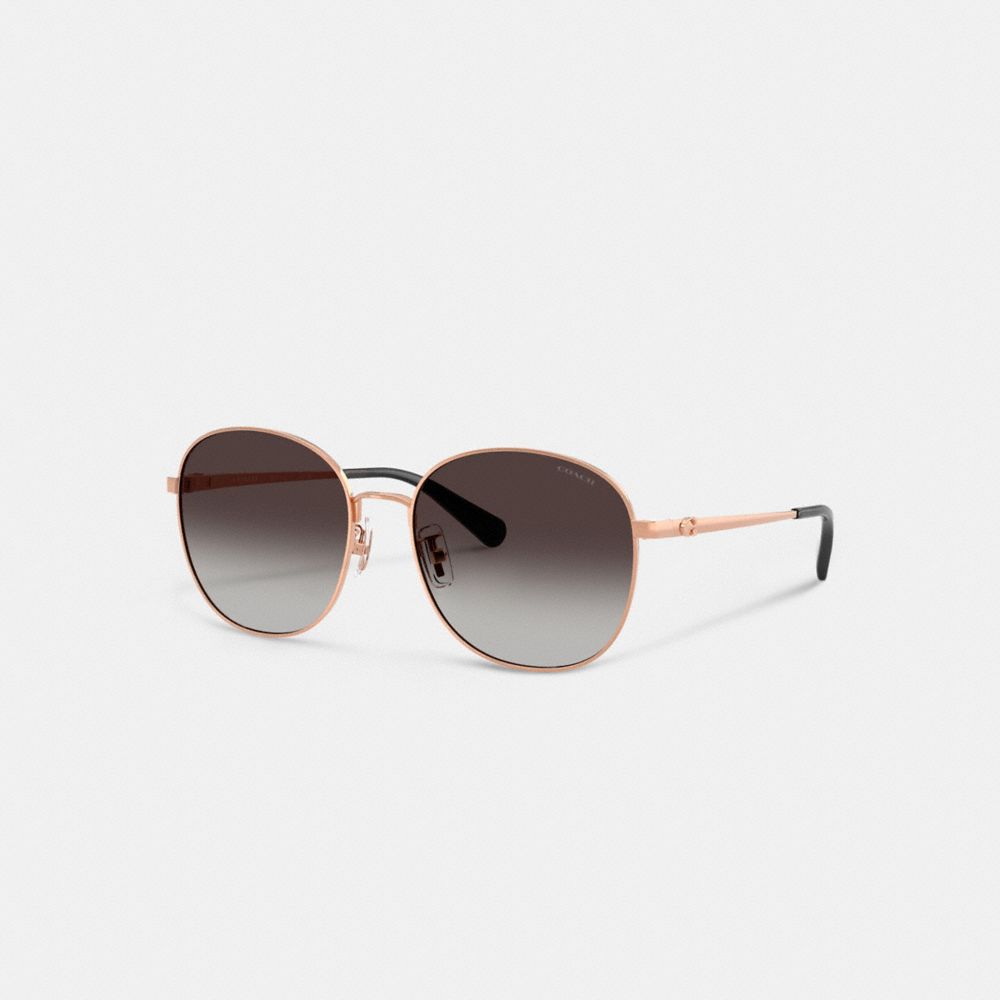 COACH®,C Hardware Metal Round Sunglasses,,Front View